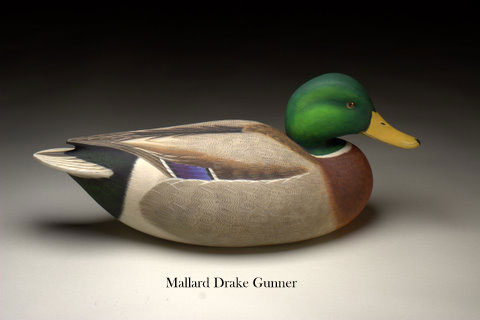 Mallard Drake Gunner - carving by Ben Heinemann