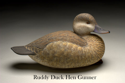 Ruddy Duck Hen Gunner - carving by Ben Heinemann