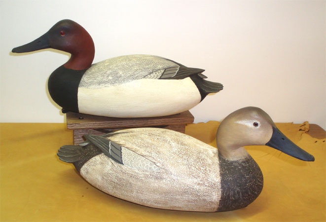 A Pair of Canvasback carvings by Bob White