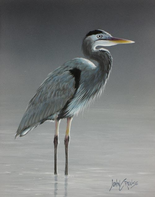 Heron Miniature Painting by John Crouse