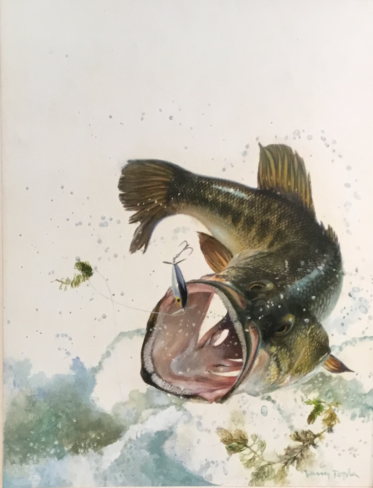 Leaping Bass - Fish Painting by Larry Tople