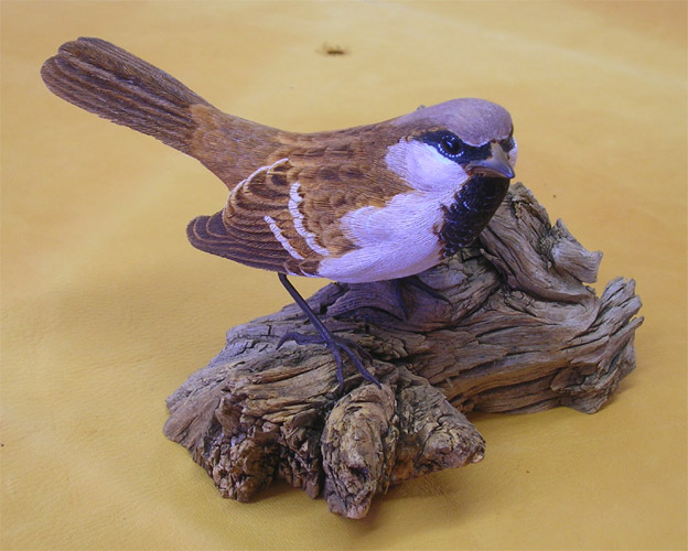 House Sparrow - carving by E. Muehlmatt