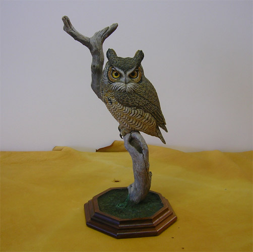 Great Horned Owl carving by Richard Palmer