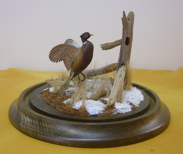 Ring Necked Pheasant Miniature Carving by SJOHOLM