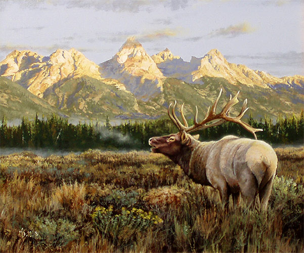 Rending the Silence (Elk) - Acrylic by Mark Kelso
