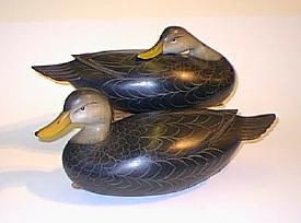 Pair Oversized Black Ducks by George Strunk