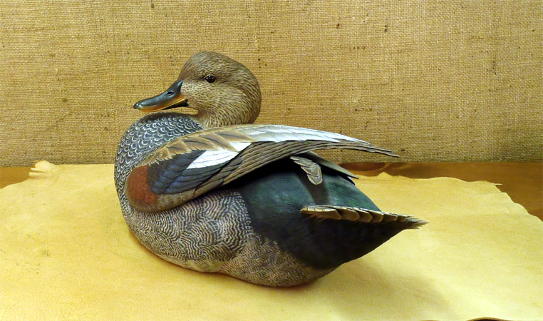 Drake Gadwall -  carving by Ben Heinemann