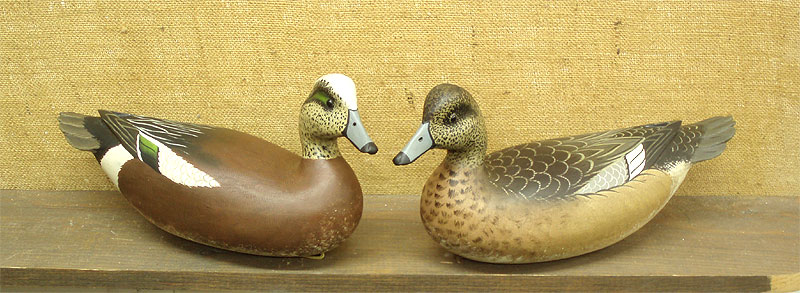 A Pair of Wigeon carved by Bob White