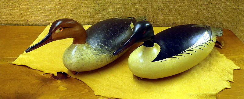 Pair of American Mergansers - fromt The Collection  -  carved by Bob White