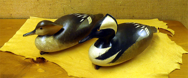 Pair of Mergansers - fromt The Collection  -  carved by Bob White