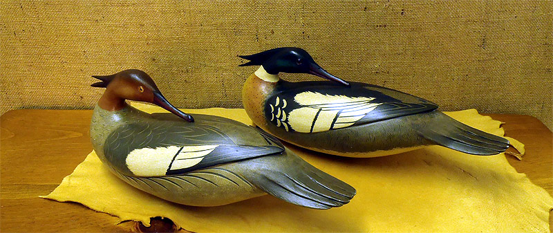 Pair of Mergansers - fromt The Collection  -  carved by Bob White