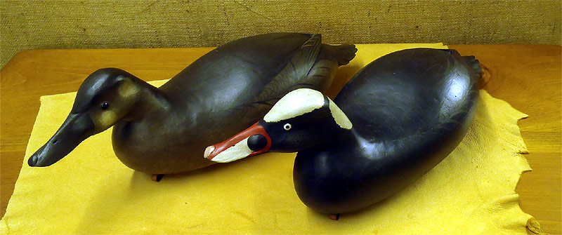 Pair Surf Scoters -  signed & dated 1999 - from The Collection  -  carved by Bob White