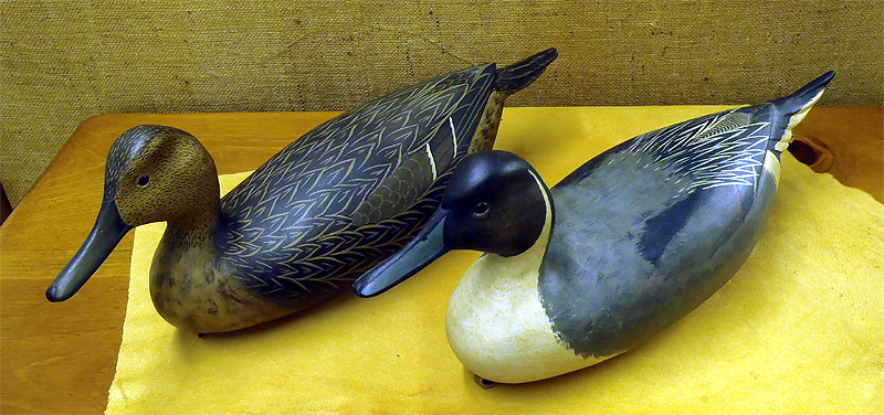 Pair Pintail  Ducks - from The Collection  -  carved by Bob White