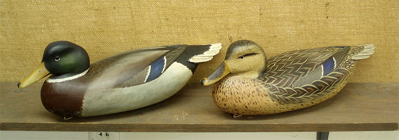 A Pair of Mallards carved by Bob White