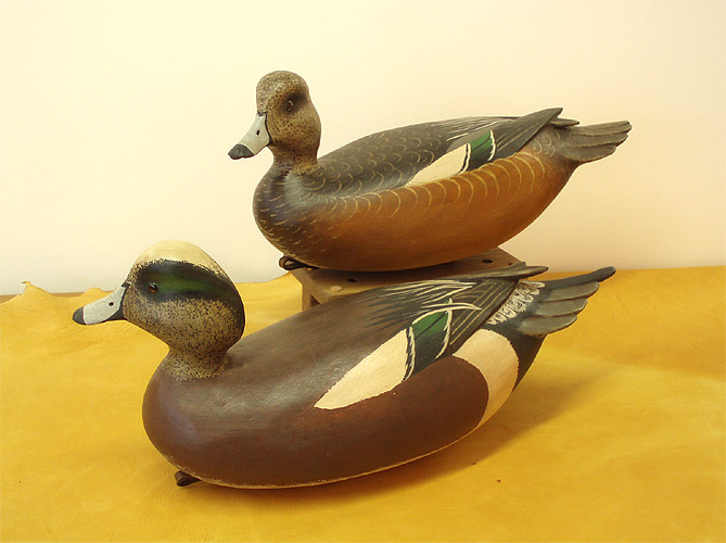 A Pair of Widgeon carved by Bob White