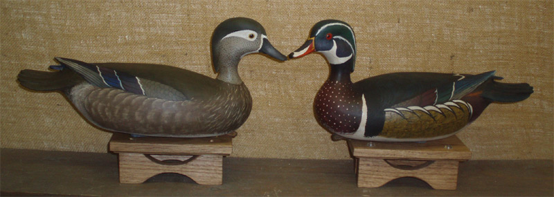 Pair of Wood Ducks - carved by Bob White