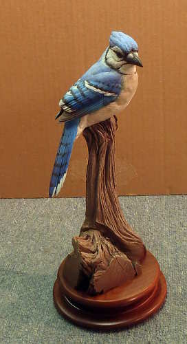 Lifesize BlueJay Decorative  - carving by Bob Guge