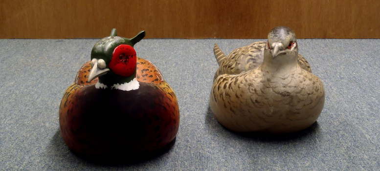Pair of Pheasants  - carved by Bob Guge