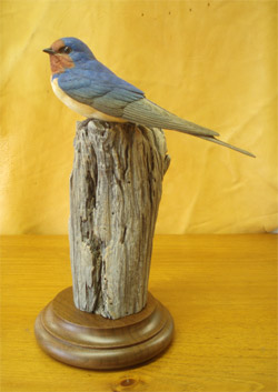 Lifesized Barn Swallow - carving by Bob Guge