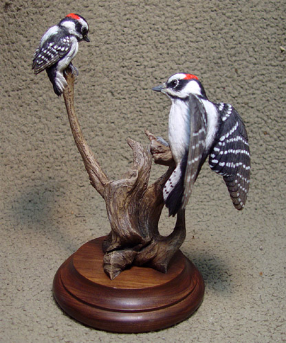 Woodpeckersl Miniature  Carving by Bob Guge