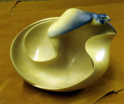 Peregrine In Motion - Carving by Dave Ahrendt