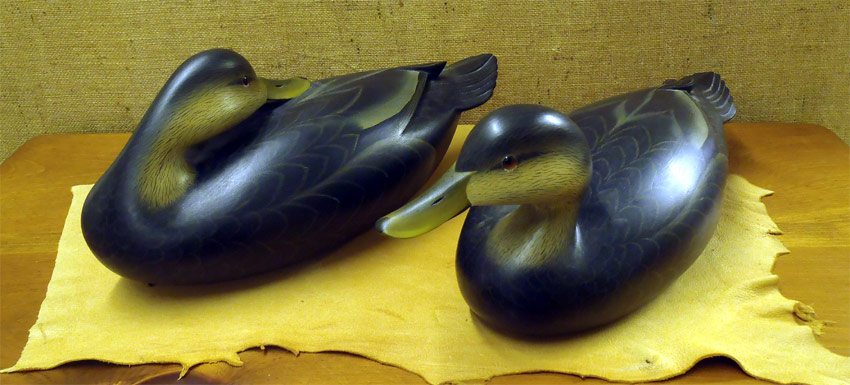 Pair O/S Black Duck Crosswings   - carved by George Strunk - from The Collection