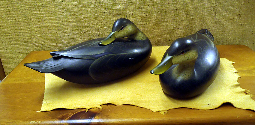 Pair O/S Black Duck Crosswings   - carved by George Strunk - from The Collection