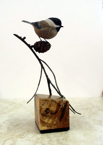 Life sized Chickadee - carved by Greg Pedersen