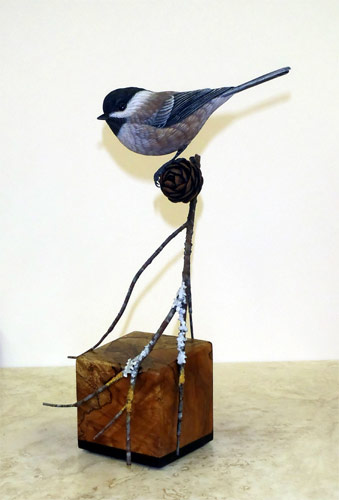 Life sized Chickadee - carved by Greg Pedersen