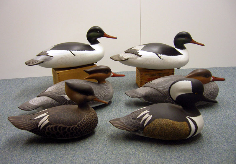 Group
                          of Mergansers carved by Jack Wood