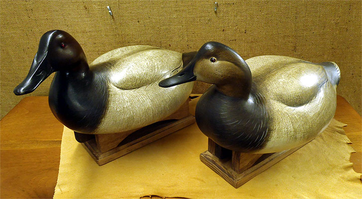 Pair of Canvasbacks - carved by Jim Schmiedlin - from The Collection