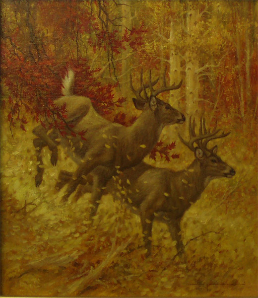 Dash For Cover - Deer - painted by Larry Fanning