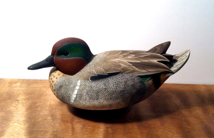 Decorative Slick Greenwing Teal - carved  by Mark Strucko
