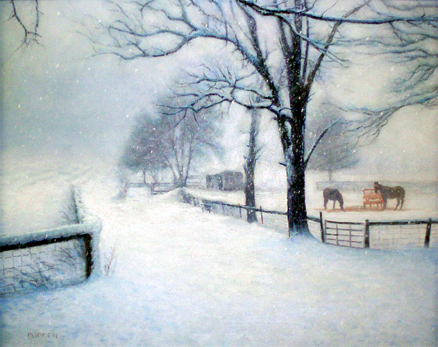 Winter Mist (Horses) by Michael Budden