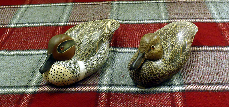 Pair Green Wing Teal - carved by John McLoughlin - from The Collection