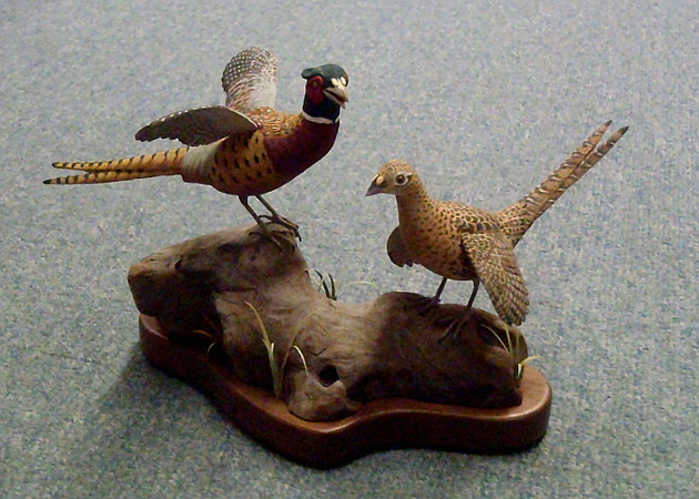 Mini Pheasants -  Carved by Manfred Scheel
