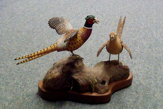 Mini Pheasants -  Carved by Manfred Scheel