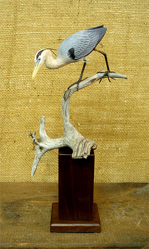 Great Blue Heron  carved by Manfred Scheel