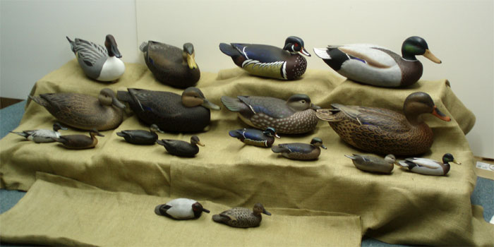 Pintails, Black Ducks, Wood Ducks & Mallards  Life Size and Mini Carvings by Jack Wood ...loading...