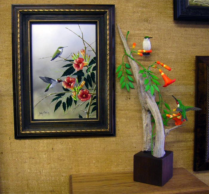 HUMMINGBIRDS - Crouse Painting & Manfred Sheel Carving