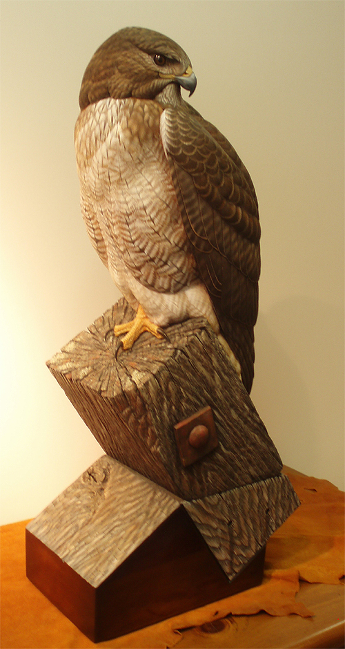 Red Tail Hawk carved by Greg Pedersen