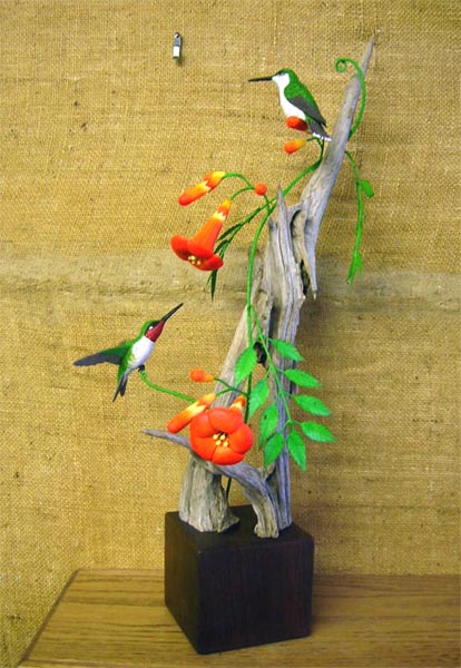 Hummingbird Pair -  by Manfred Sheel - Wood &  Copper
